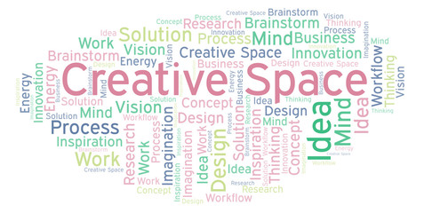 Fototapeta premium Creative Space word cloud, made with text only.