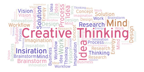 Creative Thinking word cloud, made with text only.