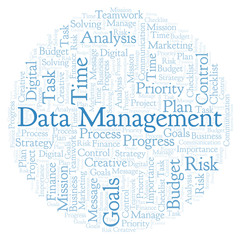 Data Management word cloud, made with text only.
