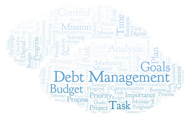 Fototapeta na wymiar Debt Management word cloud, made with text only.
