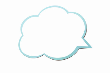 Fototapeta premium Speech bubble as a cloud with blue border isolated on white background. Copy space