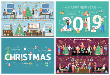 Christmas illustration set. Greeting card or invitation