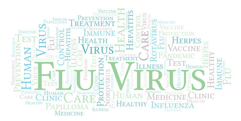 Fototapeta premium Flu Virus word cloud, made with text only.