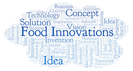 Food Innovations word cloud, made with text only.