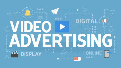 Video advertising concept. Advertising and promotion online