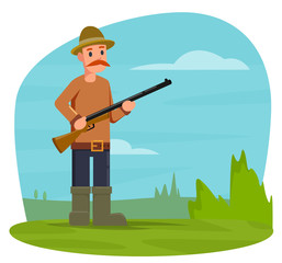 Hunter with gun