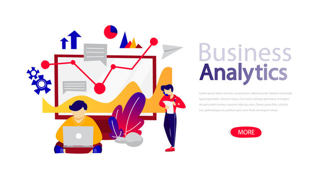 Business analytics horizontal banner for your website.