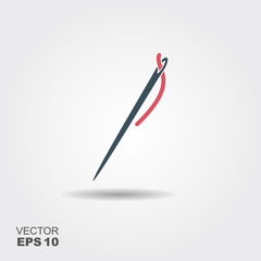 Needle with thread vector icon. Sewing concept symbol