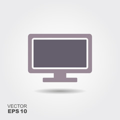 TV monitor Icon in flat style isolated on grey background.