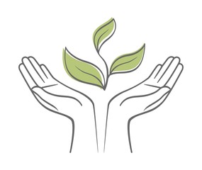 Sprout in a hand sign of environmental protection