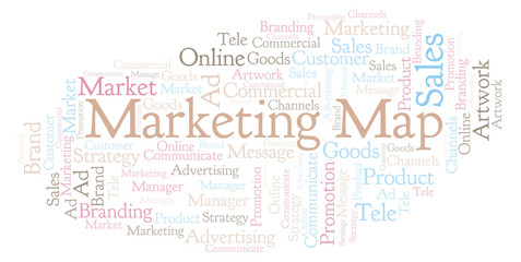 Obraz premium Word cloud with text Marketing Map.