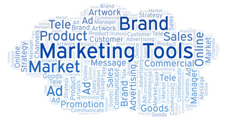 Word cloud with text Marketing Tools.