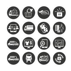 shipping and logistics icon set in circle buttons