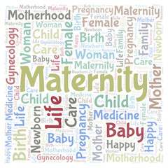 Fototapeta premium Maternity in a shape of square word cloud.