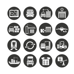 shipping and logistics icon set in circle buttons