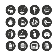 food icons set in circle buttons