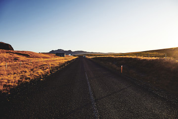 Asphalt road in Iceland, Autumn