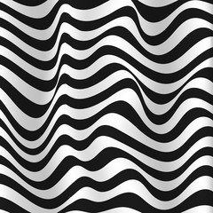 Black and white lines. Musical waves, equalizer. 3d abstract vector background. Linear art. Motion design.