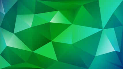 Abstract polygonal background of many triangles in green and light blue colors