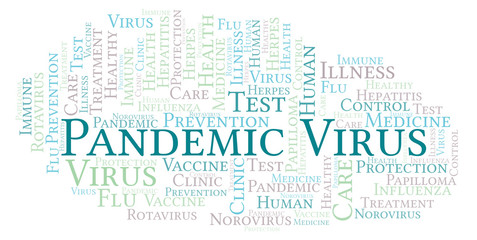 Fototapeta premium Pandemic Virus word cloud, made with text only.
