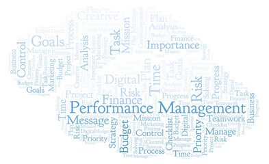 Fototapeta na wymiar Performance Management word cloud, made with text only.