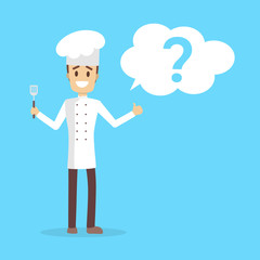 Male chef character in the uniform smiling