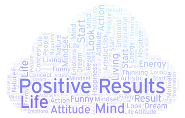 Positive Results word cloud, made with text only.