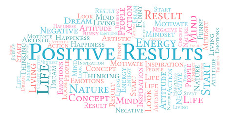 Positive Results word cloud, made with text only.