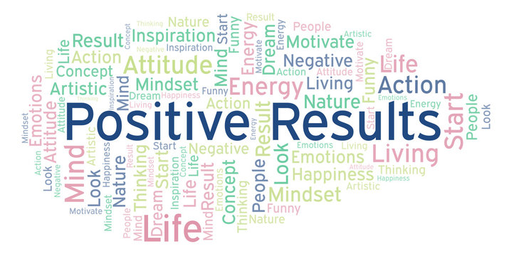 Positive Results word cloud, made with text only.