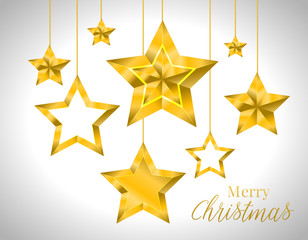 Obraz premium Star realistic metallic golden isolated yellow 3D Christmas