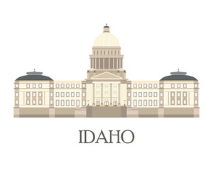 Flat isolated illustration of the Idaho State Capitol.