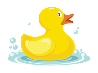 rubber yellow duck. bath children toy in water