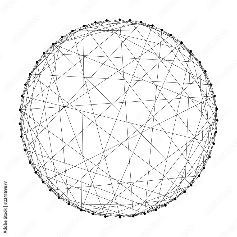 Poster wireframe sphere from abstract futuristic polygonal black lines and dots. vector illustration.
