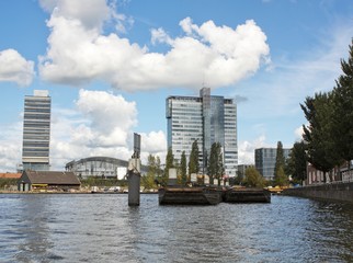 Obraz premium Commercial Buildings on a River