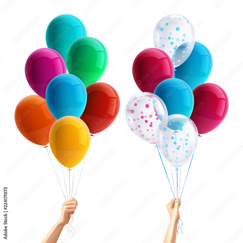 Wall mural Party Balloons In Hand Composition