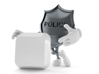 Police badge character with blank computer key