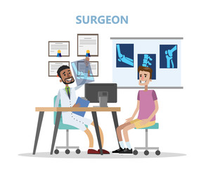 Man in the hospital on consultation with surgeon.