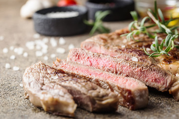 Medium rare grilled steak