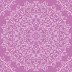 Seamless pattern with mandala ornament. Hand drawn illustration