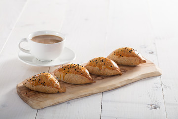 fresh pastry on white background