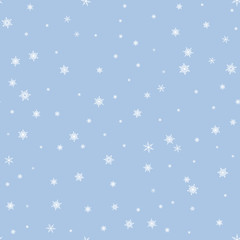 Blue winter background with snowflakes. Vector winter holiday backdrop.