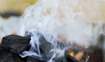 Smoke from burning charcoal