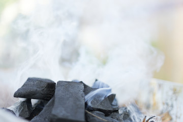 Smoke from burning charcoal
