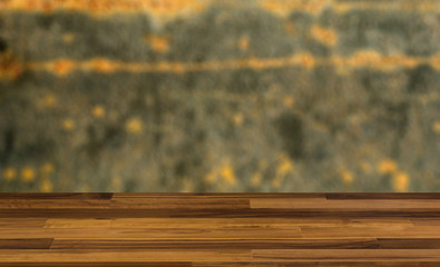 blank wooden table. Flooring. Texture of an old wall with cracks. Background