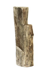 dry old masonry pole isolated on white background, clipping path