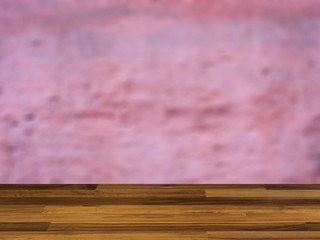 blank wooden table. Flooring. Texture of a shabby old violet wall. Close-up. Building background.