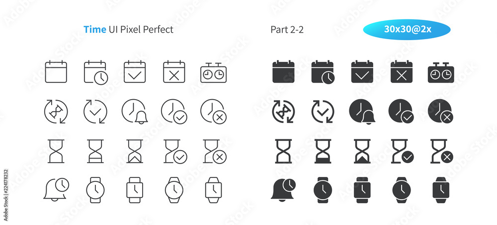 Poster time ui pixel perfect well-crafted vector thin line and solid icons 30 2x grid for web graphics and 