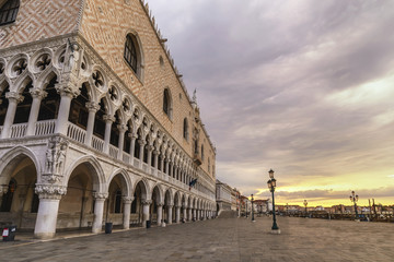 Venice Italy, sunrise city skyline at Saint Mark Square (Piazza San Marco)