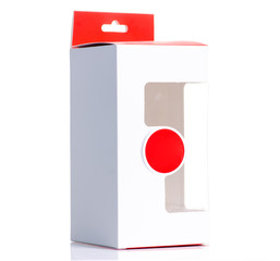 White box with red on white background isolation