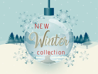 Vector illustration of winter sale poster template.